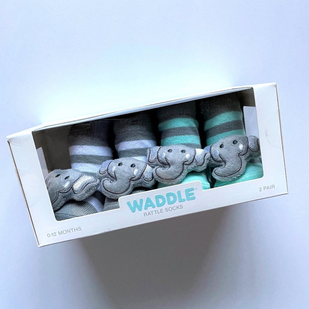 NEW Waddle Elephant Rattle Baby Socks